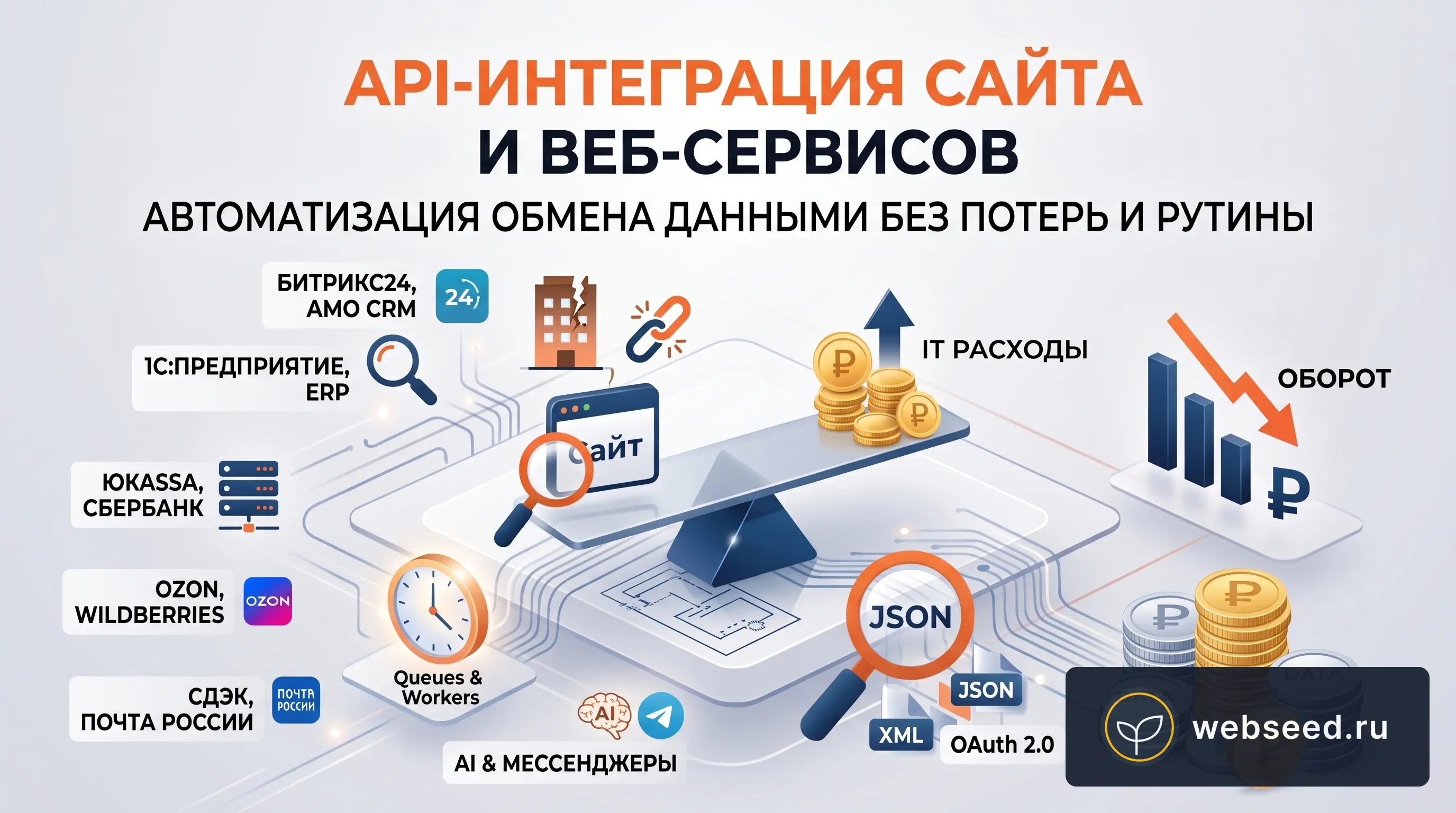API-интеграция сайта и веб-сервисов: автоматизация обмена данными без потерь и рутины в Москве
